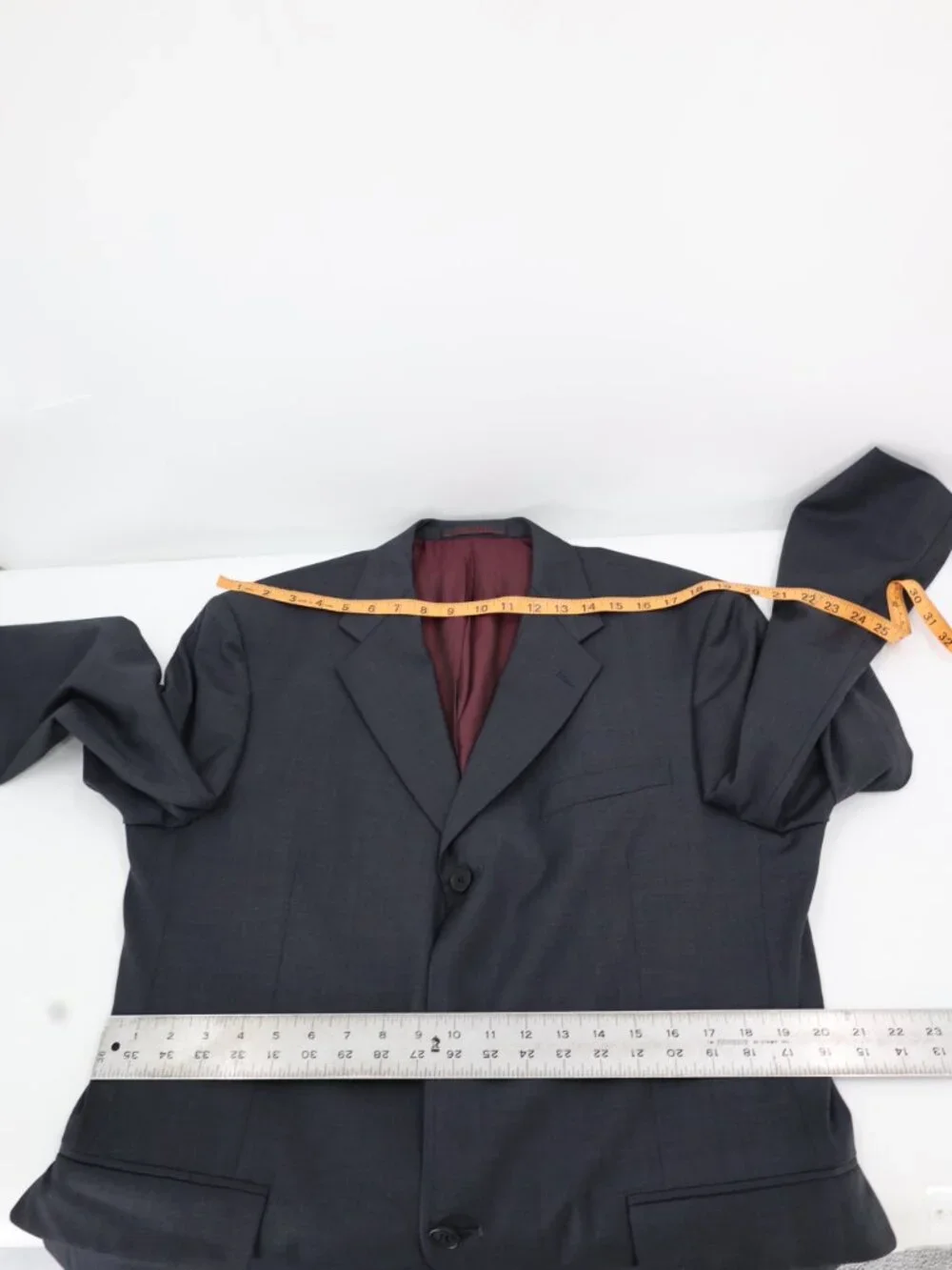 Ted Baker Suit Men’s 42R 36x31 Gray Wool 2 piece notch lapel pleated classic